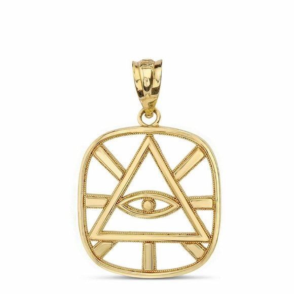 Gold Seeing Eye of God Pyramid Pendant Providence